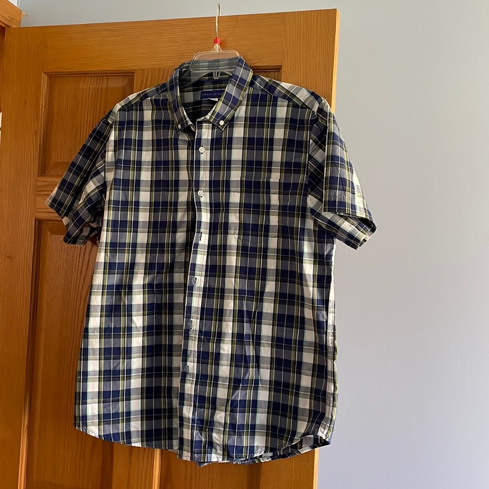 Mens blue/green plaid shirt worn once